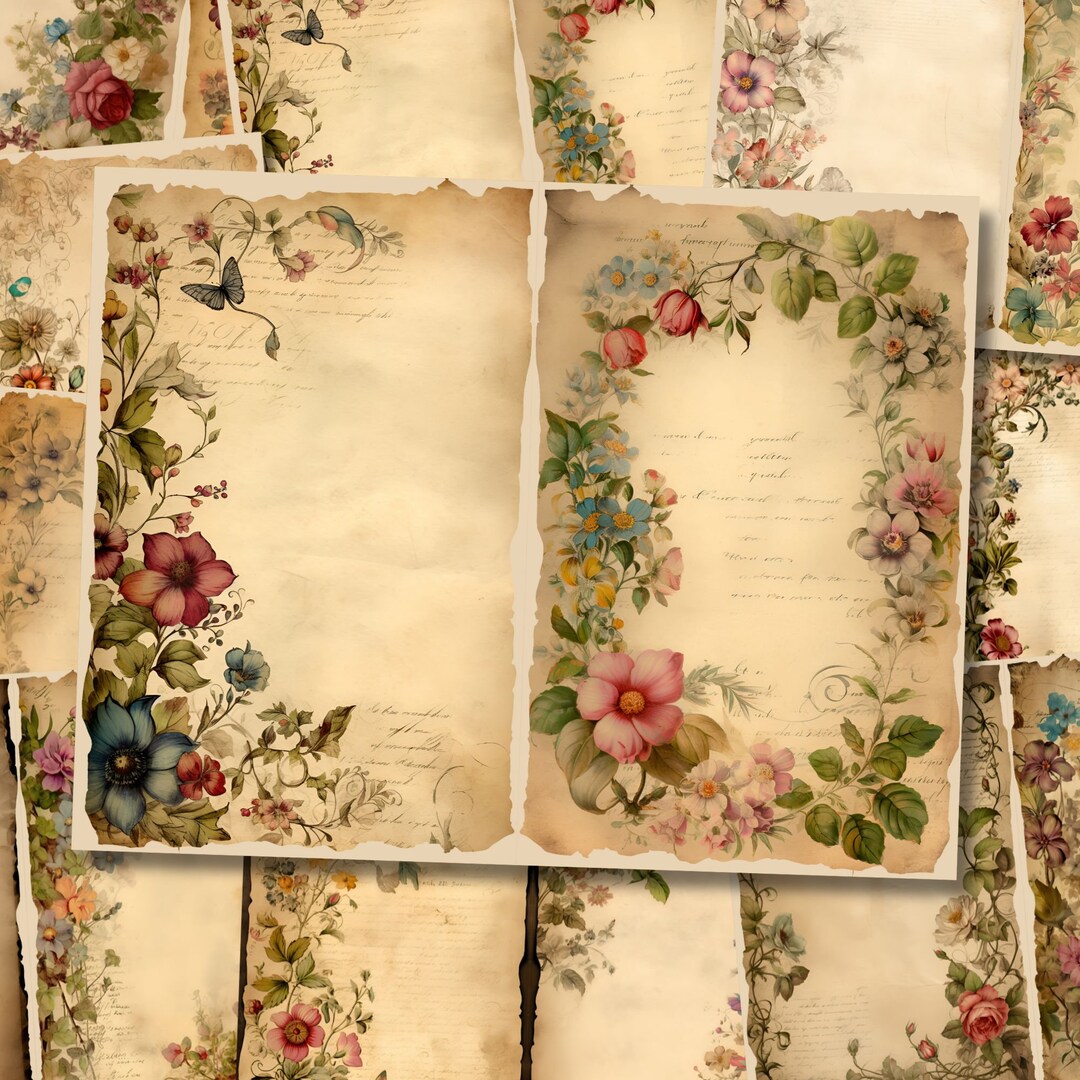 Shabby Floral Watercolor Junk Journal Page Flower Journaling Paper ...