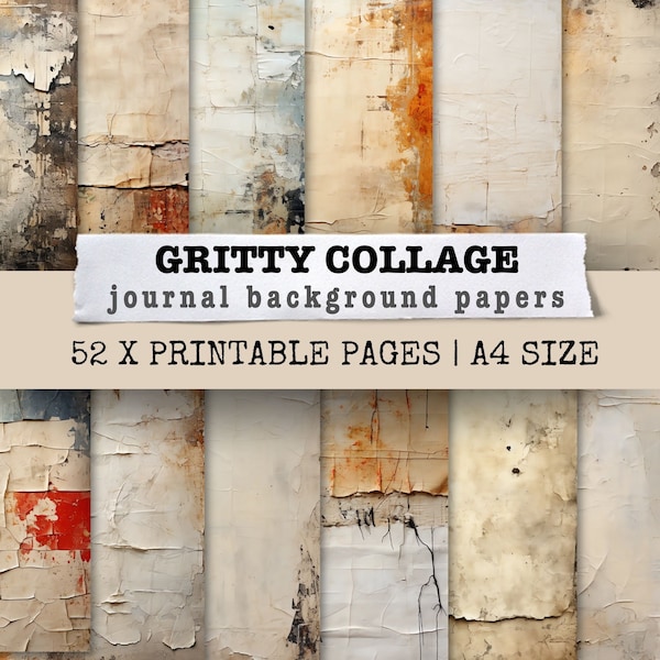Gritty Collage Background Junk Journal Paper Mixed Media Art Scrapbooking Pages Shabby Grunge Junk Journal Kit Digital Download