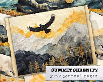 Gipfel Serenity Landschaft Junk Journal Kit Collage Sheet Landschaft Hintergrund Papier Mixed Media Art Scrapbooking Seiten Grunge Digital Download