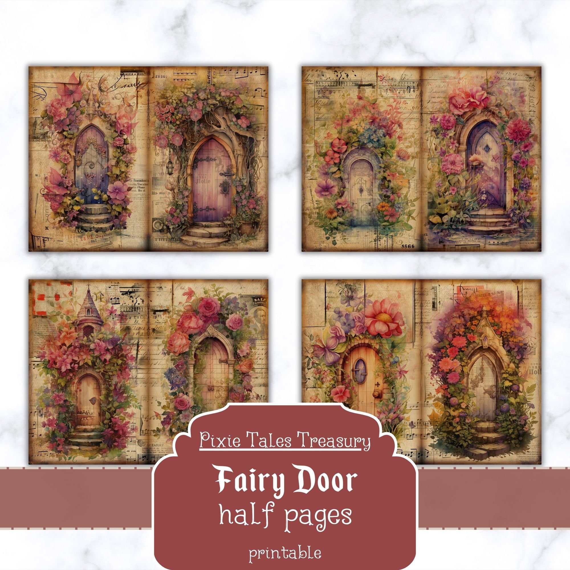 Doors Florals Junk Journal Kit Journal Vintage Half Papers Botanical ...