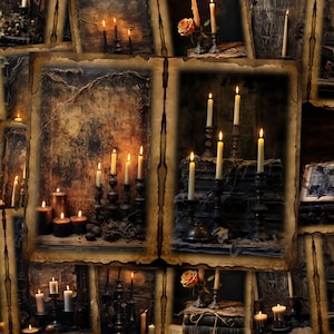 Dark Witch Junk Journal Seiten Mystic Candlelit Altar Junkjournal Kit Halloween Digi Kit Goth Digital Papier Collage Sheet Printable