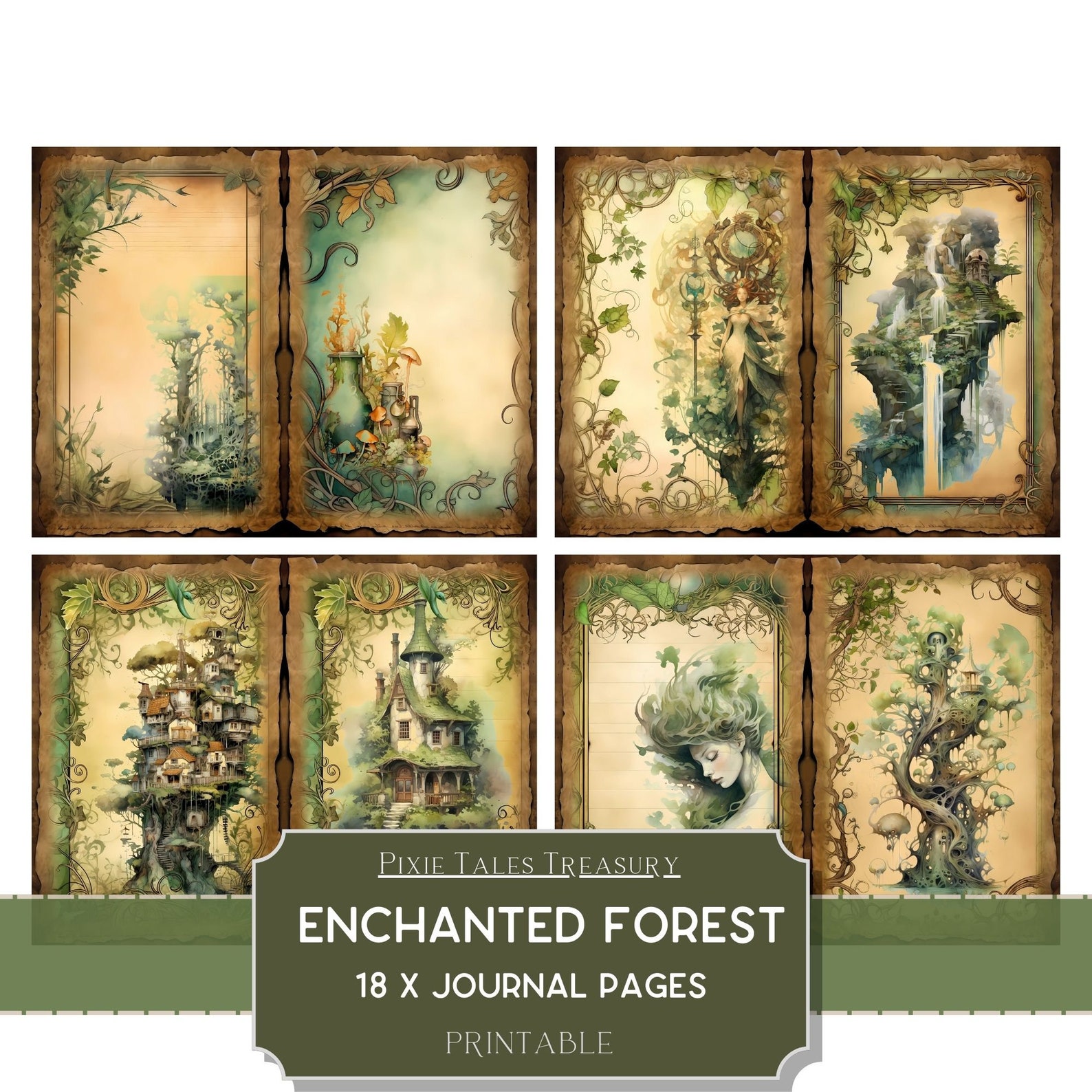 Enchanted Forest Fantasy Junk Journal Kit Fairytale Fairy Journal Pages ...