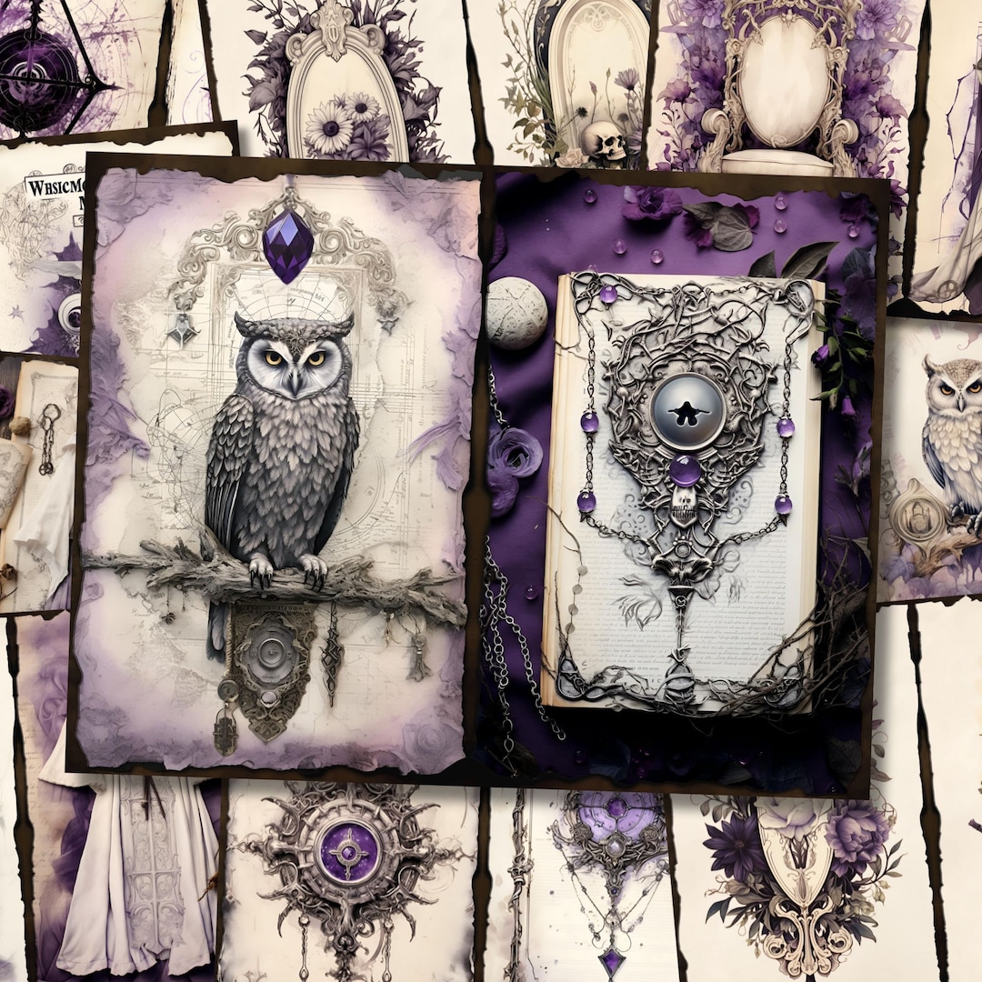 Goth Craft Magic Witchcraft Junkjournal Kit Purple Goth Magic Spell Book Witchy Magical ...