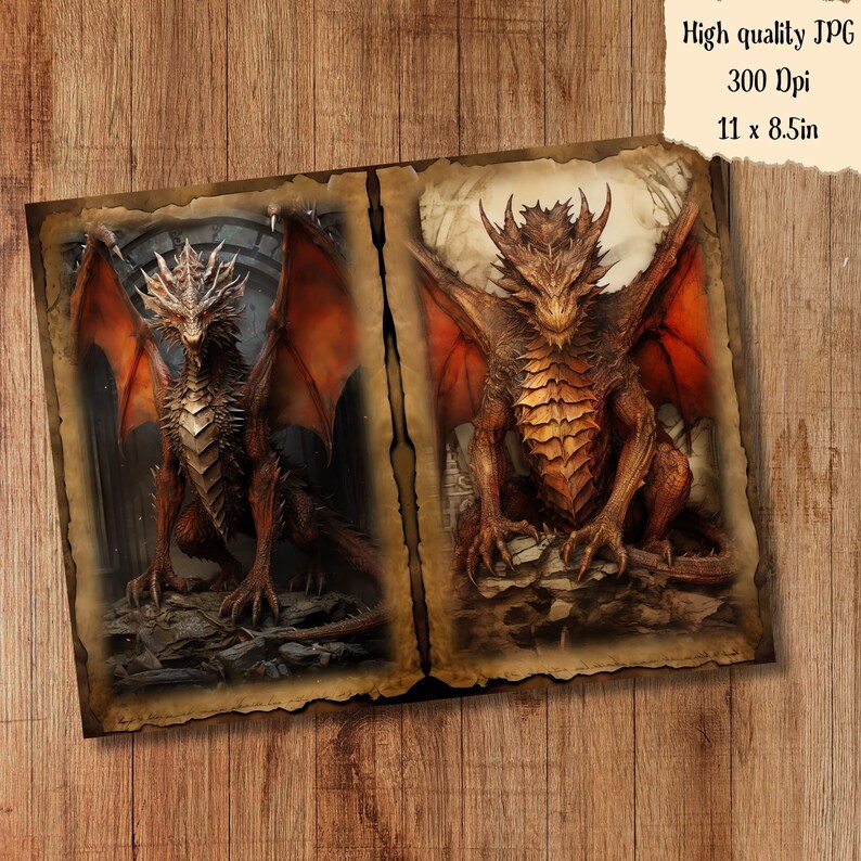 Fire Dragon Junk Journal Kit Paper Red Dragon Scrapbook Paper ...