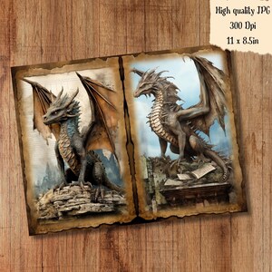 Sky Dragon Junk Journal Kit Paper Blue Dragon Scrapbook Paper ...