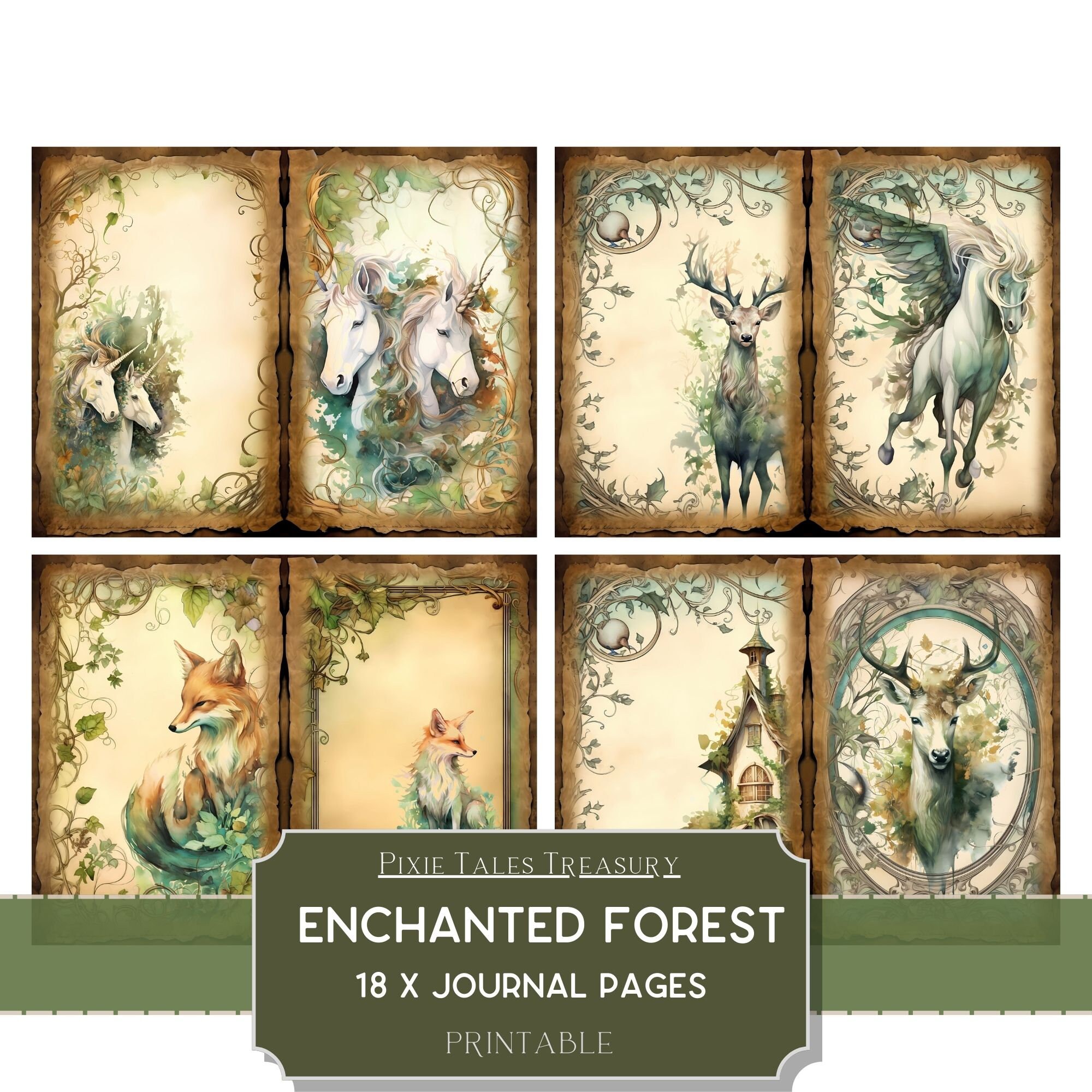 Enchanted Forest Fantasy Junk Journal Kit Fairy Mythical Creature ...