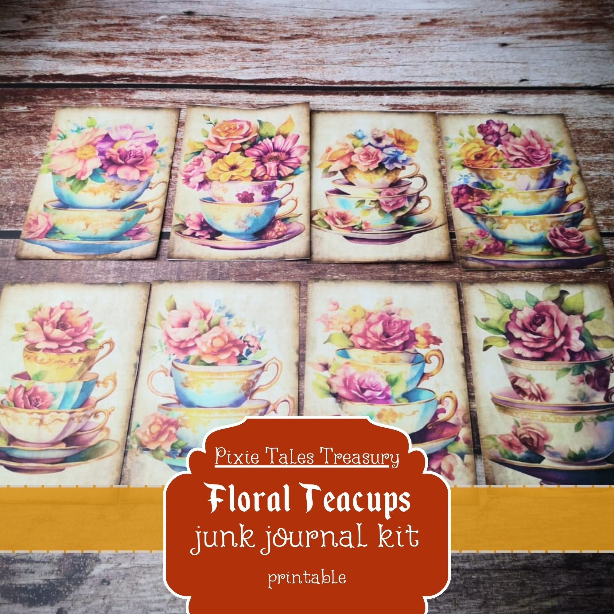 Tea Junk Journal Kit Teacups Scrapbooking Paper Tea Cup Vintage Collage ...