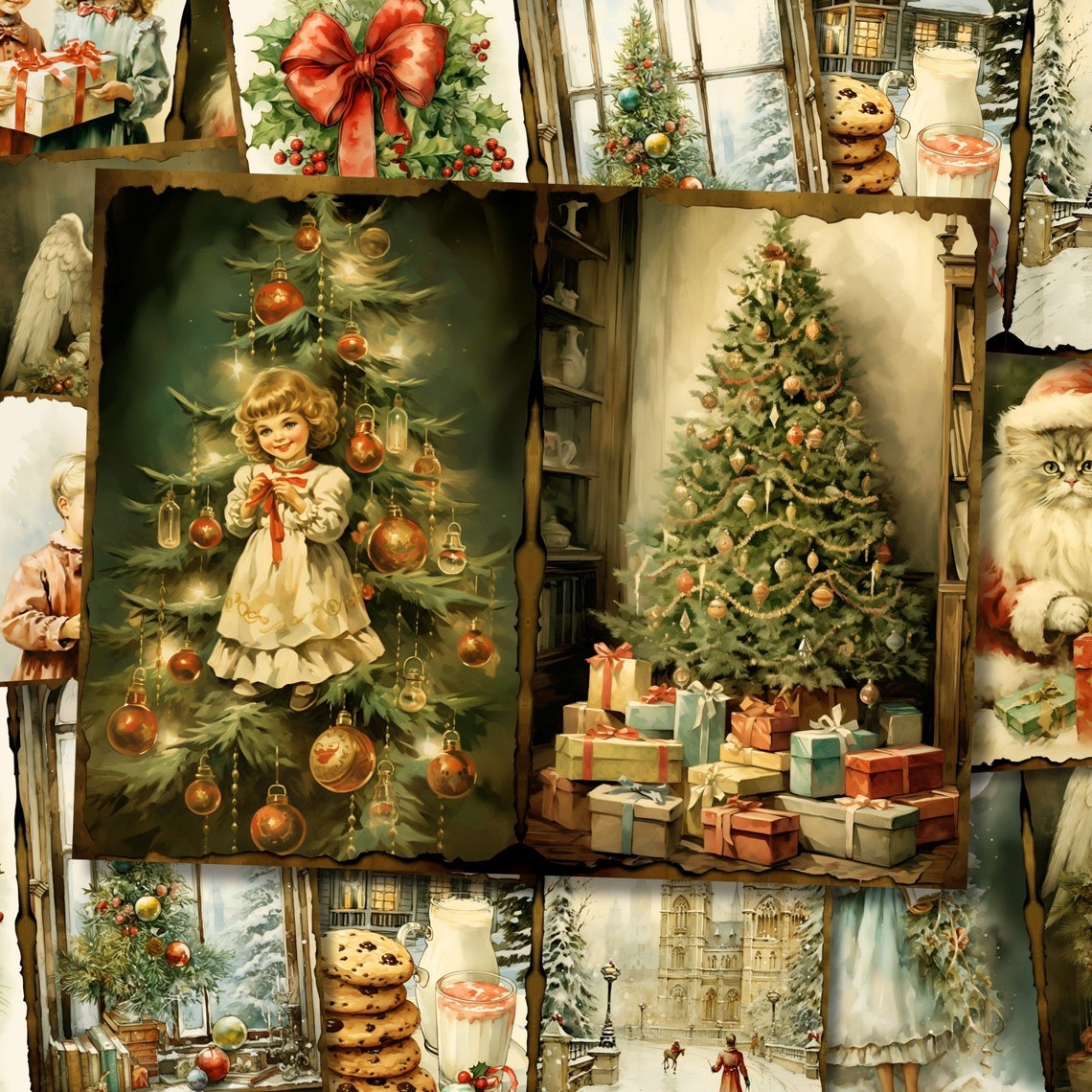 Christmas Junk Journal Kit Printable Vintage Winter Pages Card ...