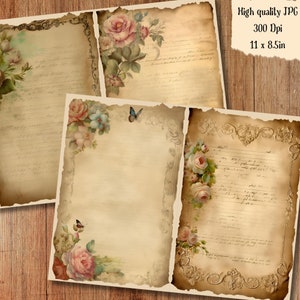 Shabby Floral Border Watercolor Junk Journal Page Flower Journaling ...