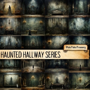 Haunted Hallway Junk Journal Kit Halloween Dark Goth Gothic Spooky Collage Sheet Vintage Scrapbooking Card Mixed Media Art Pages Download