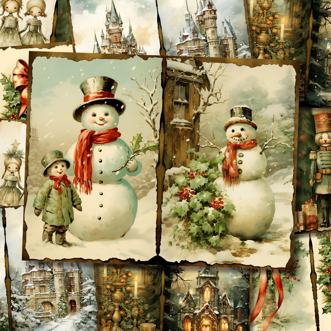 Christmas Junk Journal Kit Printable Vintage Winter Pages Card ...