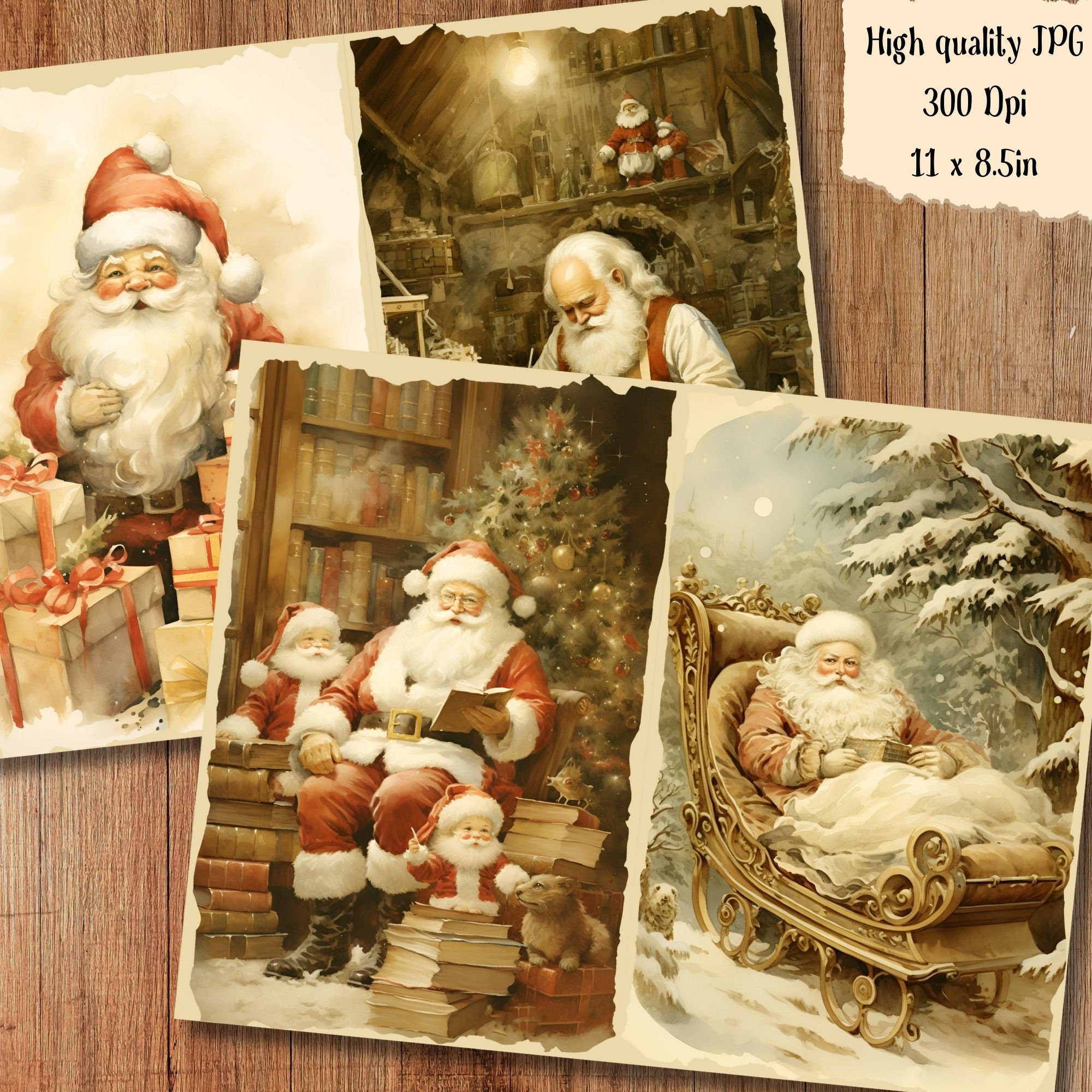 Santa Claus Christmas Junk Journal Kit Printable Winter Pages Card ...
