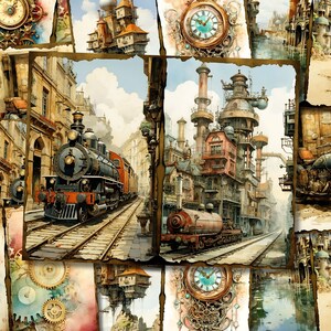 Steampunk Junk Journal Kit Victorian Junk Journal Steampunk Digi Kit Printable Steampunk Scrapbook Paper Craft Journaling Collage Sheet