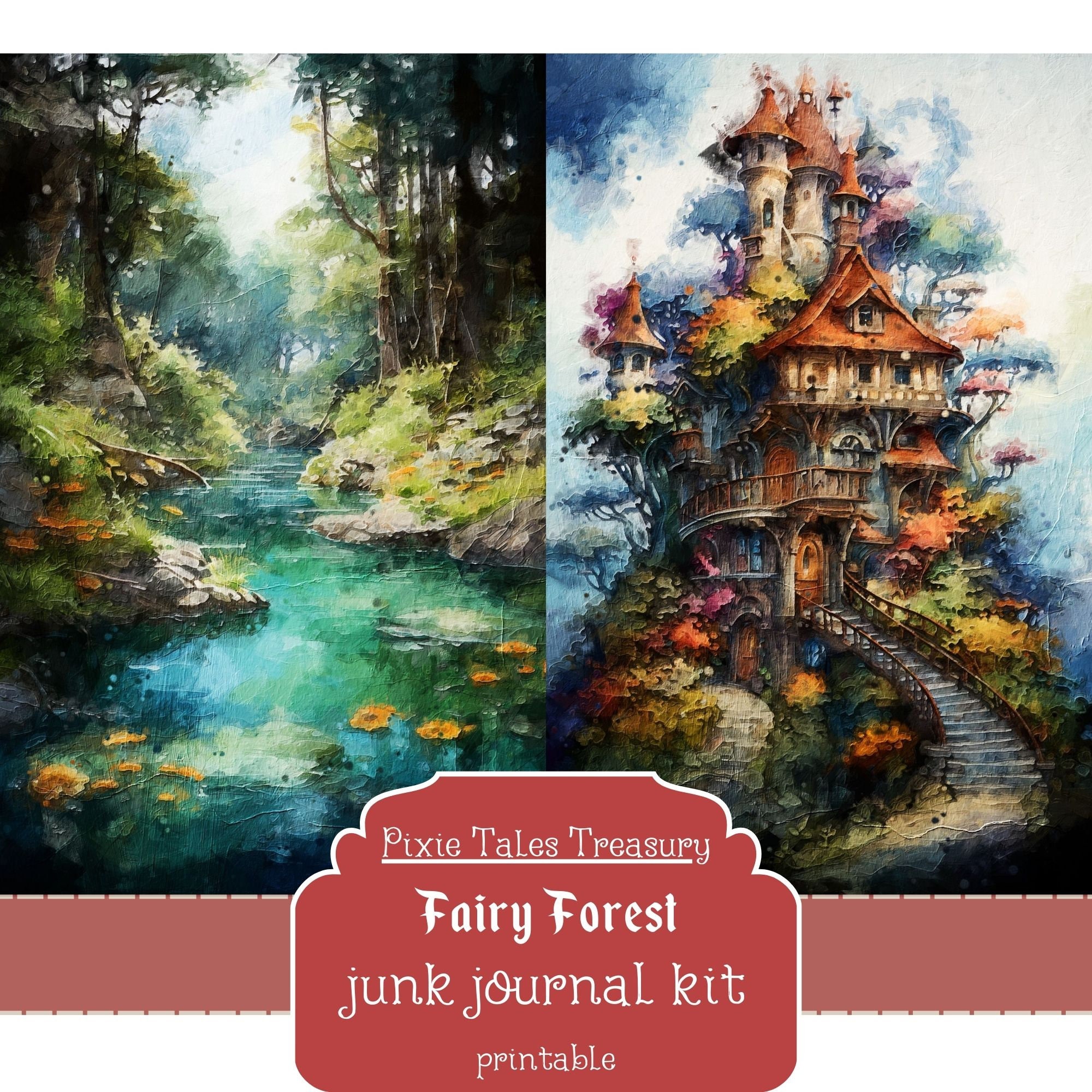 Dark Enchanted Forest Junk Journal Kit Textured Mixed Media Mushroom ...