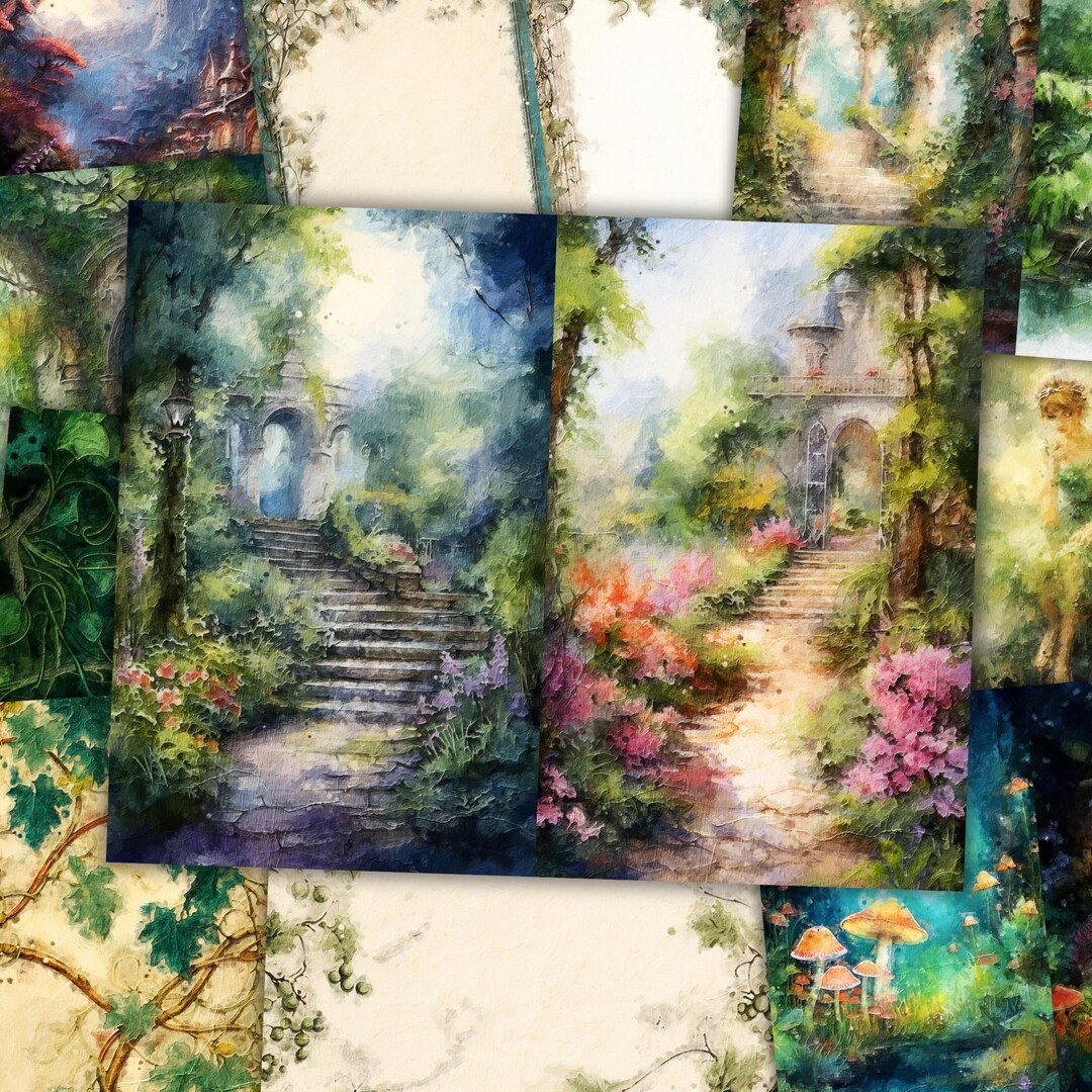 Enchanted Fairy Garden Junk Journal Kit Textured Mixed Media Mushroom ...