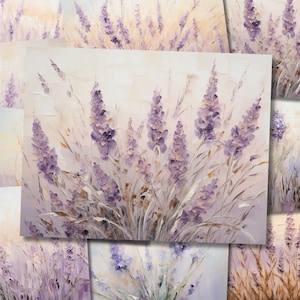 Lavender Flower Junk Journal Pages Full Sheet Junkjournal Paper Wildflower Floral Printable Purple Mixed Media Art Collage Paper Digi Kit