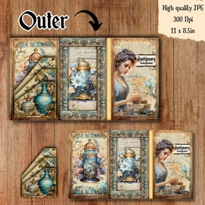 Junk Journal Folio Kit Blue Victorian Vintage Digital Trifold Booklet ...