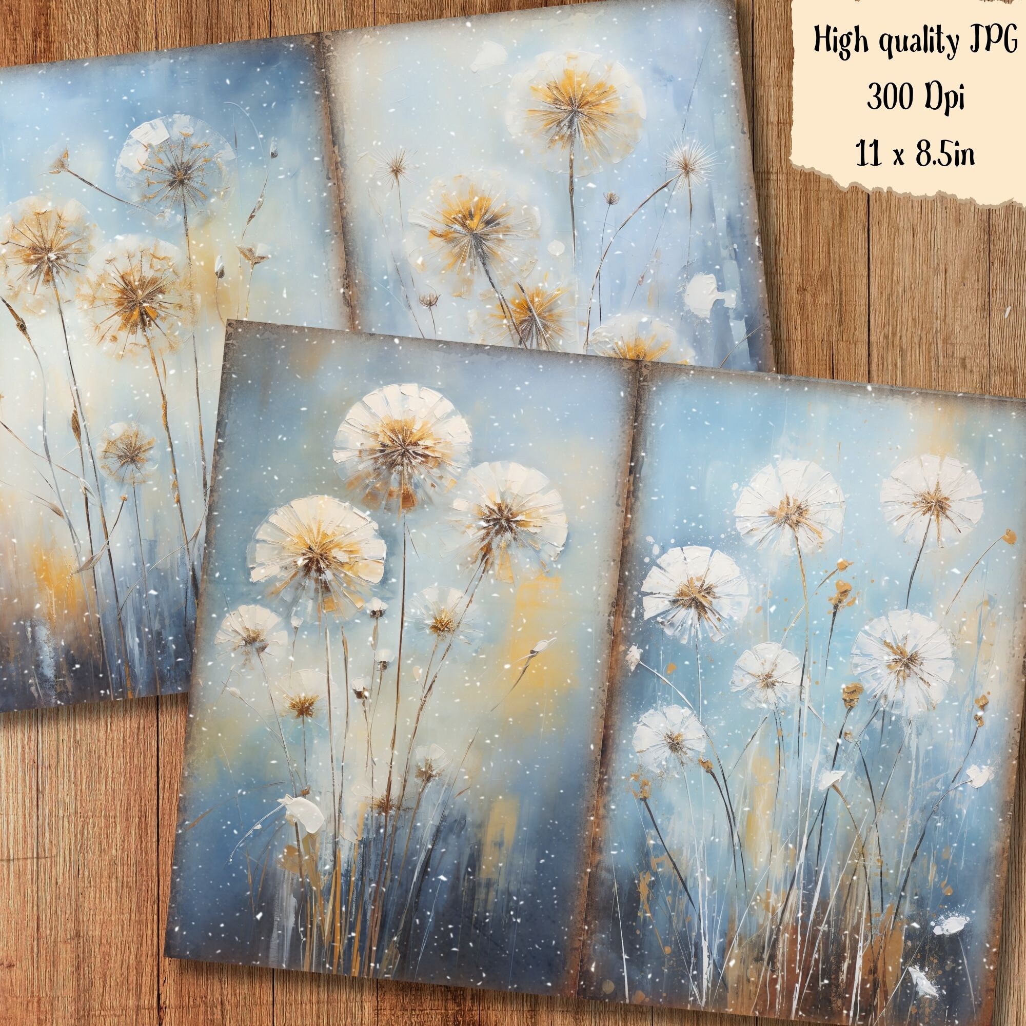 Dandelion Junk Journal Paper Flower Junkjournal Kit Printable Pages ...