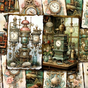 Steampunk Junk Journal Kit Victorian Junk Journal Steampunk Digi Kit Printable Steampunk Scrapbook Paper Craft Journaling Collage Sheet