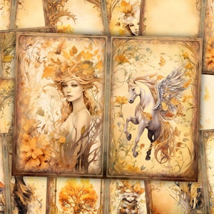 Golden Fairytale Fantasy Junk Journal Kit Enchanted Fairy Forest Junk Journal Pages Papers Collage Mixed Media Printable Magical Creatures
