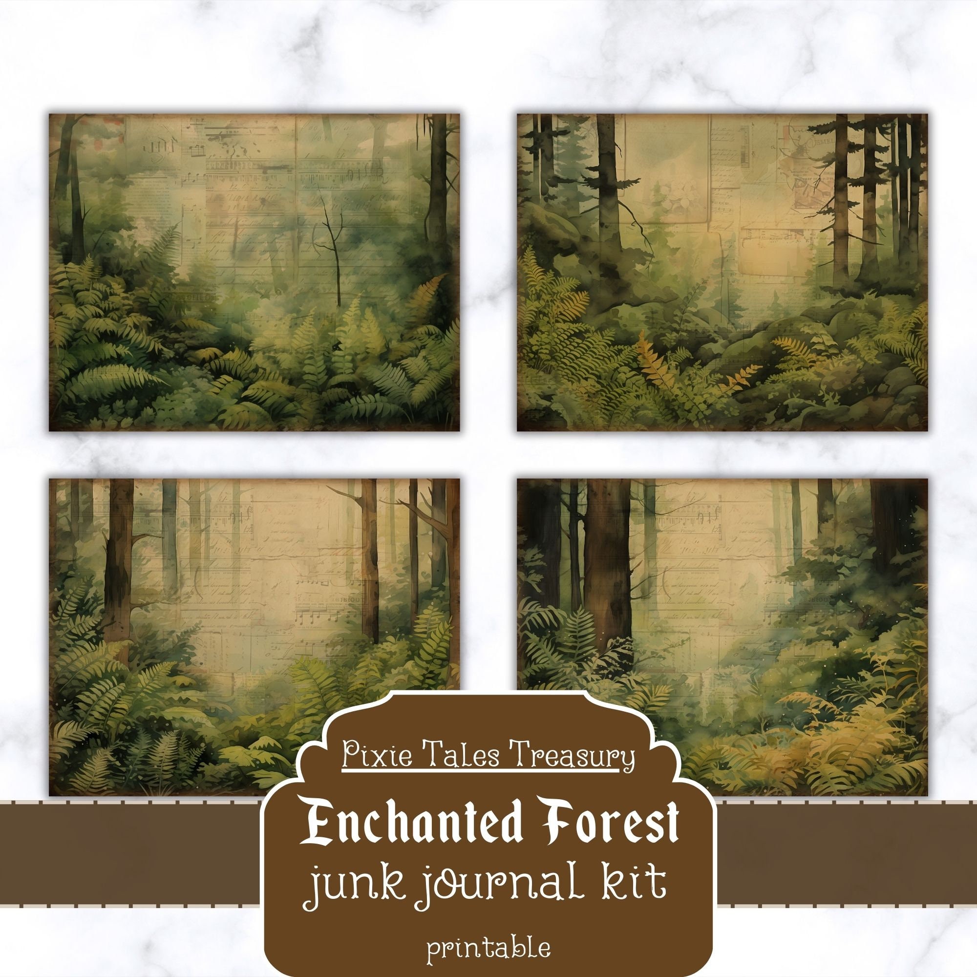 Enchanted Forest Junk Journal Kit Vintage Journal Papers Fantasy Junk ...