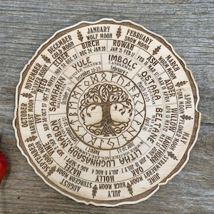 Wooden Celtic Tree Calendar, Tree of Life, Wheel of Life, Wheel of the ...
