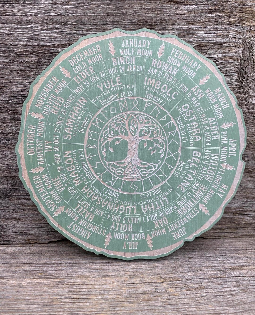 Wooden Celtic Tree Calendar, Tree of Life, Wheel of Life, Wheel of the ...