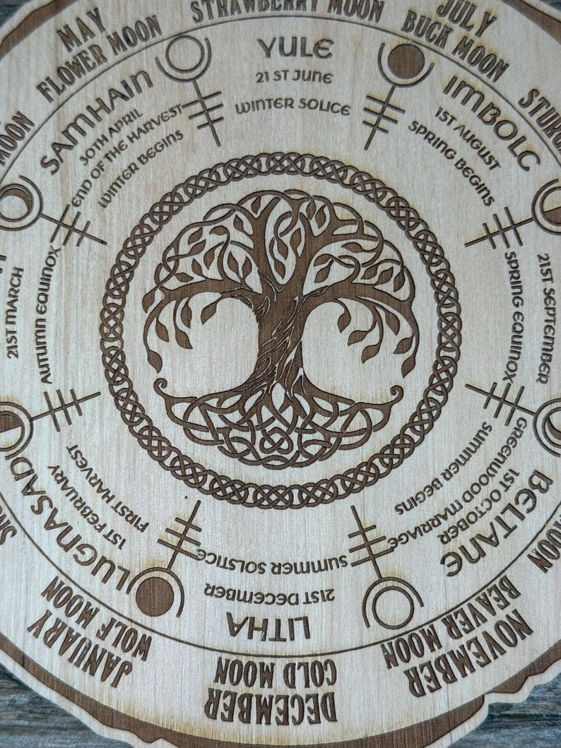Wooden Celtic Tree Calendar, Tree of Life, Wheel of Life, Wheel of the ...