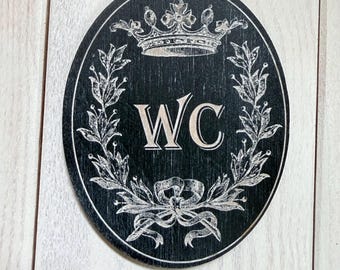 Plaque de porte de WC rétro en bois : plaque de style vintage