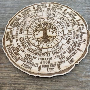 Wooden Celtic Tree Calendar, Tree of Life, Wheel of Life, Wheel of the ...