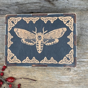 Hölzerne Tarot Kartenbox, Death Mottenbox, Aufbewahrungsbox, Hexereidekor