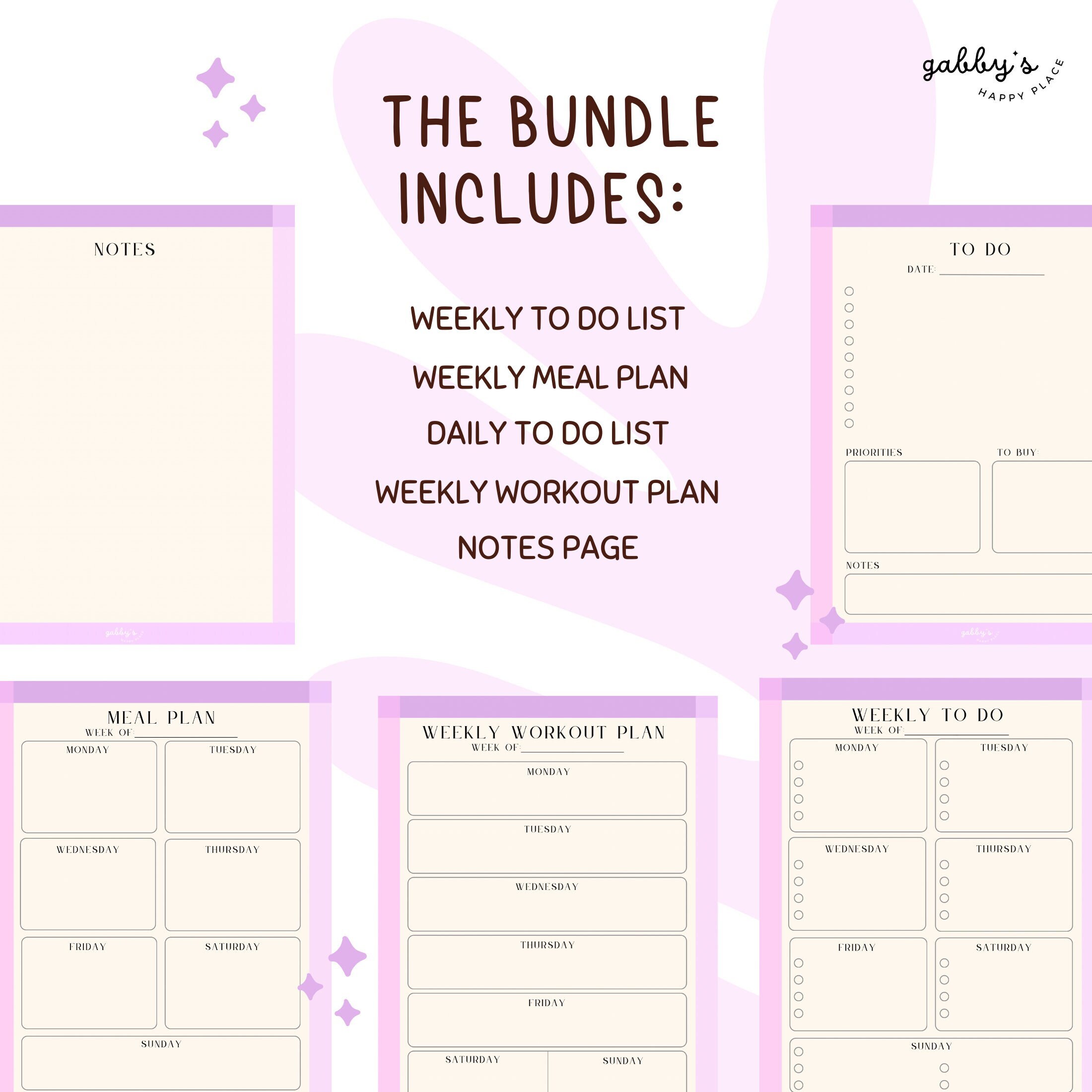 Productivity Bundle Productivity Bundle 5-piece printable Digital Pink Edition. - Etsy