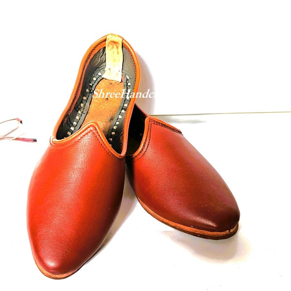 70% OFF Handmade Brown Punjabi shoe/ Mojari/ Jutti For Men's ,Traditional Ethnic Wedding Shoe, Leather Indian Slipper Stylish Juti