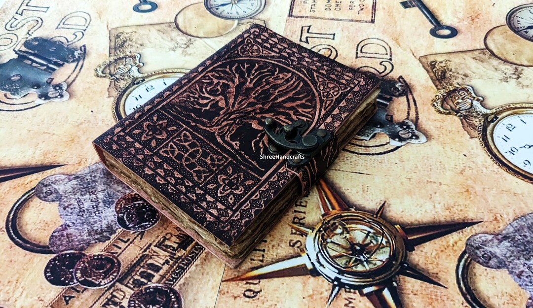 Handmade Embossed Tree of Life Writing Notebook Leather Bound Diary for ...