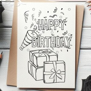Buon compleanno da colorare Colora le tue carte di compleanno CYO Biglietto di auguri Little Artist Colora le carte Colora a casa