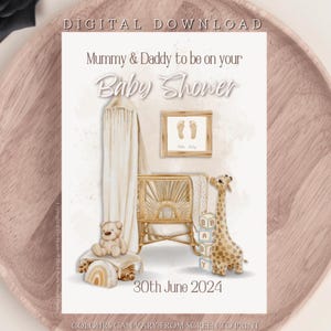 DIGITALER DOWNLOAD Personalisierte Mummy & Daddy Baby-Dusche-Karte Niedliche Baby-Dusche-Karte für Freund neue Eltern erwarten eine Baby-Karte