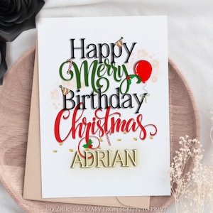 Personalised Funny December Birthday Card Happy Birthday Merry Christmas Greeting Card Christmas Birthday Party