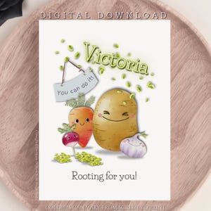 DIGITAL DOWNLOAD Personalised Rooting for You Greeting Card Good Luck Food Pun Card Cute Congratulations Encouragement Card Cheer Up Card