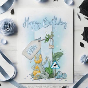 Età personalizzata 1-6 Biglietto di auguri di compleanno per neonato Biglietto carino Primo compleanno Adorabile dinosauro Secondo compleanno Biglietto di auguri di compleanno per neonato