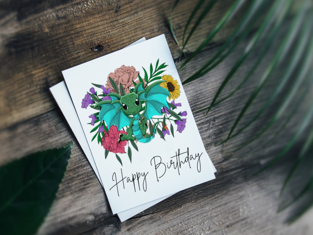 Birthday Card Printable Baby Dragon Card Unique Digital - Etsy