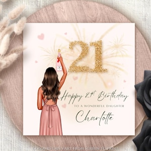 Carte personnalisée pour fille 21 ans, carte de voeux pour nièce 21 ans, 21e anniversaire, cadeau pour son âge, carte de joyeux anniversaire, 21 ans aujourd'hui