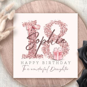 Personalised Daughter 18th Birthday Card, Daughter 18th Greeting Card, Eighteenth Birthday, Gift for Her Age Card, Happy Birthday 18 Today