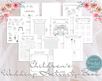 DIGITAL DOWNLOAD Printable Childrens Wedding Activity Pack for Kids Wedding Favour Activities Wedding Colouring Book Digital Kids Playbook