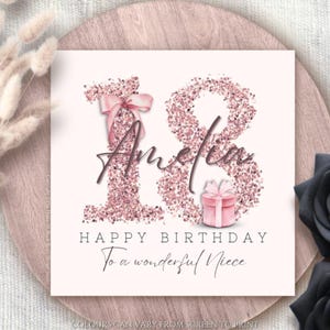 Biglietto di auguri personalizzato per il 18° compleanno della nipote, biglietto di auguri per il 18° compleanno della nipote, diciottesimo compleanno, regalo per la sua età, buon compleanno 18 oggi