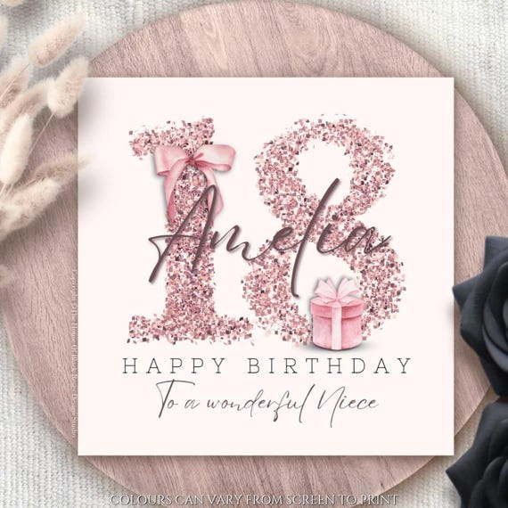 18th Birthday Gift For Niece - Engraved Stainless Steel Wallet Card With Inspirational Message, Credit Card Size