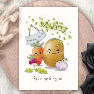 Biglietto d'auguri personalizzato e carino con incoraggiamento e tifo per te, buona fortuna, gioco di parole sul cibo, biglietto di congratulazioni, su con la vita, puoi farcela