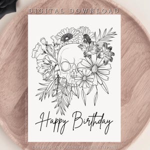 DOWNLOAD DIGITAL Cartão de aniversário com caveira para impressão Cartão de felicitações para download digital Feliz aniversário Cartão de aniversário exclusivo para download instantâneo