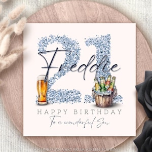Biglietto di auguri personalizzato per il 21° compleanno del figlio, biglietto di auguri per il 21° compleanno del figlio, ventunesimo compleanno, regalo per lui, biglietto di auguri per l'età, buon compleanno 21 oggi