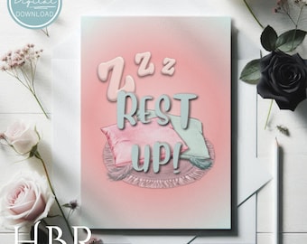 Rest Up Get Well Soon Greeting Card, Wishing you all the best in your recovery card, Hope you’re feeling better soon, Take Care of yourself