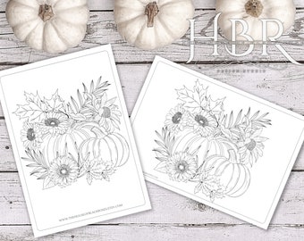 DIGITAL DOWNLOAD Coloring Pages Autumn Decor Colouring sheets Pumpkin & Gnome Colouring Pages Kids Colouring Pages Floral Adult Colouring